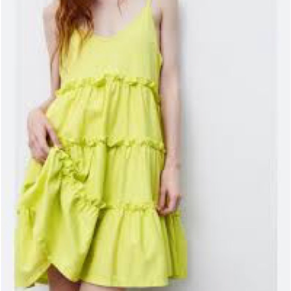 Zara Lime Green Mini Dress - Picture 1 of 6